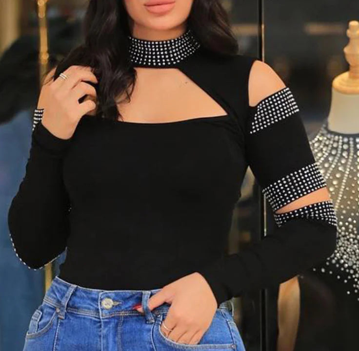 Noir Shine Off-Shoulder Top-Deals With JT