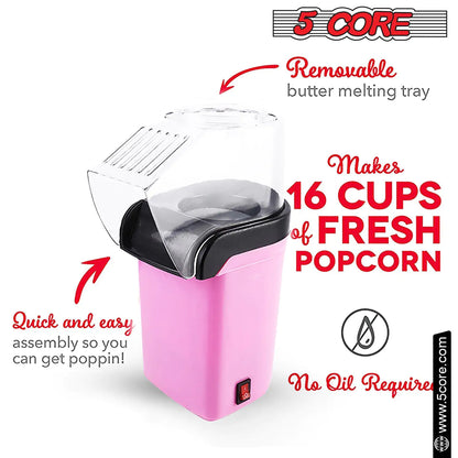 5Core Popcorn Machine 16 Cup Hot Air Popper Mini Portable Electric Pop Corn Maker