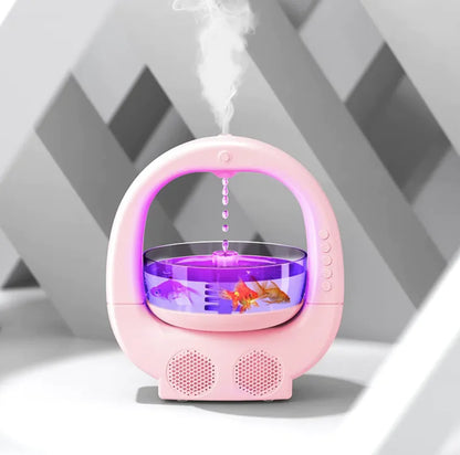 3-in-1 Anti-Gravity Humidifier with Aromatherapy, Bluetooth Speaker, and Fish Tank Light