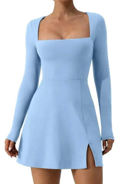 Women's Square Collar Corset Long Sleeve Slit Flared-Deals With JT