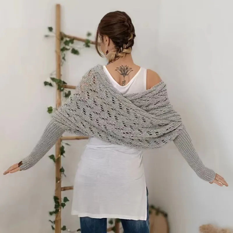 Knitted Double Sleeve Shawl