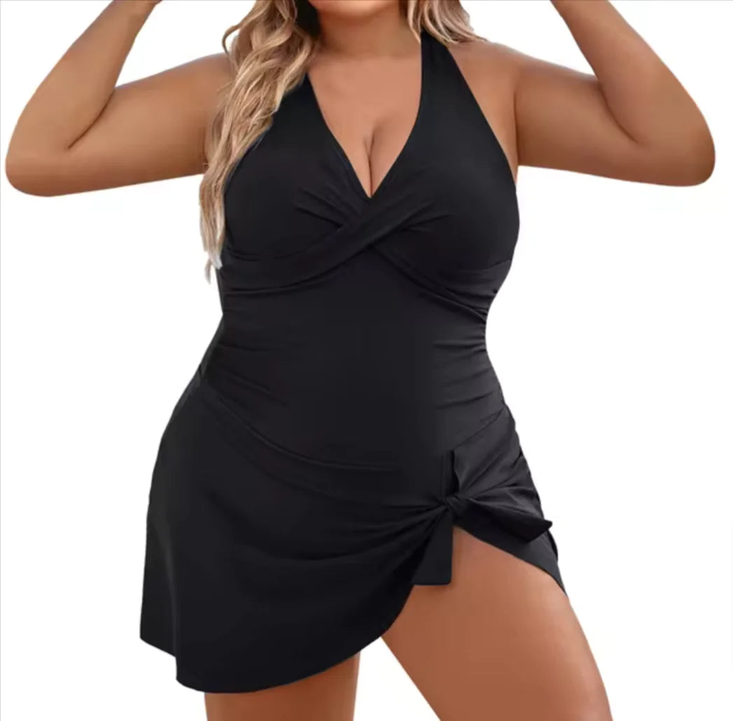 Sleek & Chic: Women's Push-Up Slimming Swimsuit Dress in Classic Colors