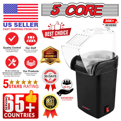 5Core Popcorn Machine 16 Cup Hot Air Popper Mini Portable Electric Pop Corn Maker