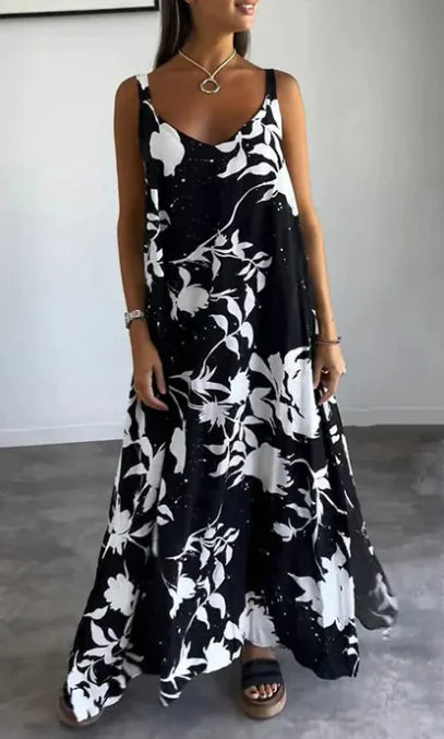 2024 Summer Printed Sling Backless V-neck Dress-Deals With JT
