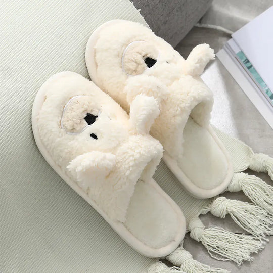 Cute Bear Winter Plush Slippers for Home Warmth-Deals With JT