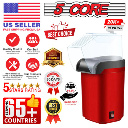 5Core Popcorn Machine 16 Cup Hot Air Popper Mini Portable Electric Pop Corn Maker