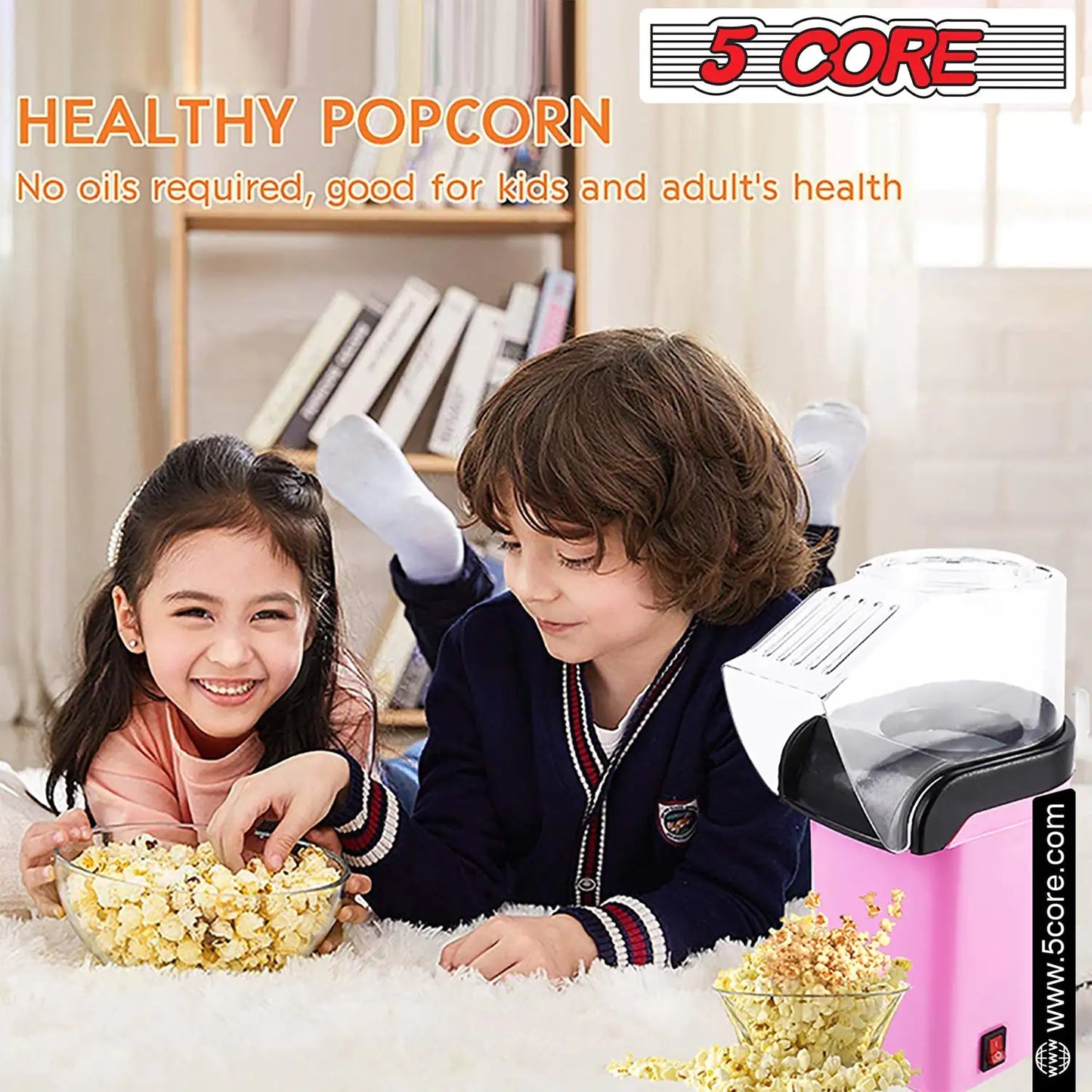 5Core Popcorn Machine 16 Cup Hot Air Popper Mini Portable Electric Pop Corn Maker