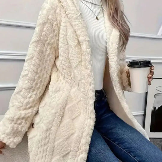 Hooded Cardigan Button Long Jacket Winter Solid Color Long Sleeve Coat