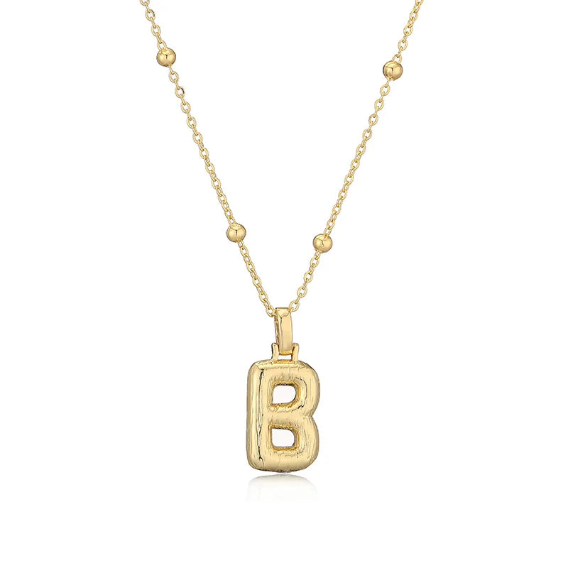 Women Stainless Steel Link Alphabet Letter Pendant Necklaces