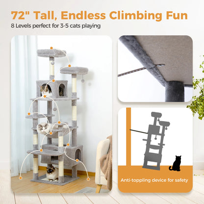 184cm Large Cat Tree with Scratching Posts & Hammock