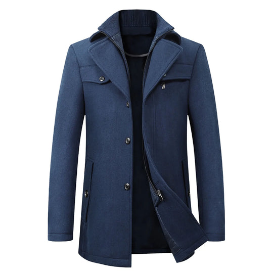 Men's Brown Autumn And Winter Casual Fashion Coat Solid Color Non Ironing Wool Business Gentleman Lapel Jacket With Zipper-Deals With JT
