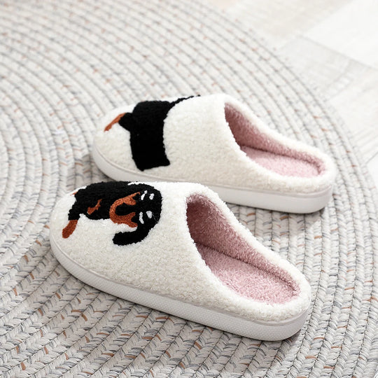 Cute Dog Cotton Slippers for Woman Men 2024 New Autumn Winter Home Floor Shoes Anti-slip Light Weight Couples Indoor Warm Slides