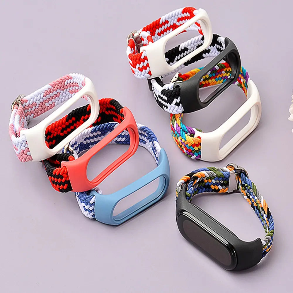 strap for Mi band 6 7 Elastic adjustable Nylon Braided bracelet Miband 6 7 5 4 Wristband correa for xiaomi band 6 7 4 3 5 Straps