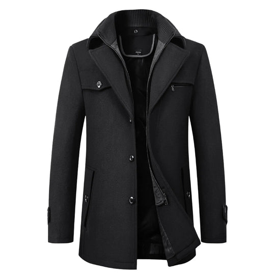 Men's Brown Autumn And Winter Casual Fashion Coat Solid Color Non Ironing Wool Business Gentleman Lapel Jacket With Zipper-Deals With JT