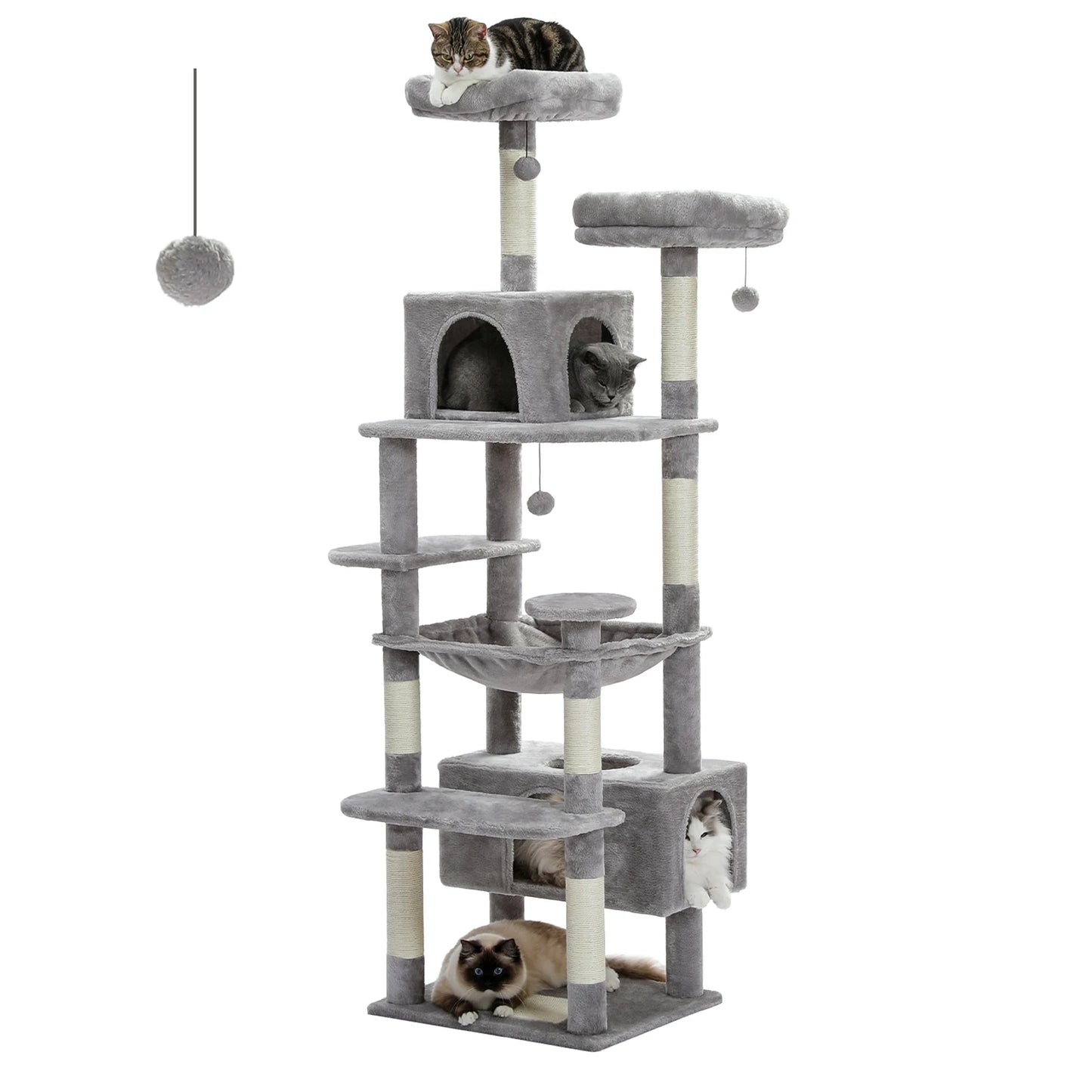 184cm Large Cat Tree with Scratching Posts & Hammock