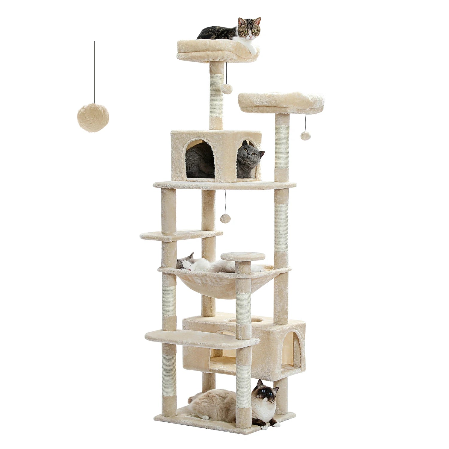 184cm Large Cat Tree with Scratching Posts & Hammock