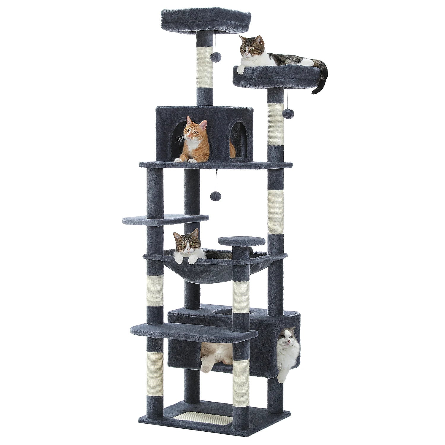 184cm Large Cat Tree with Scratching Posts & Hammock