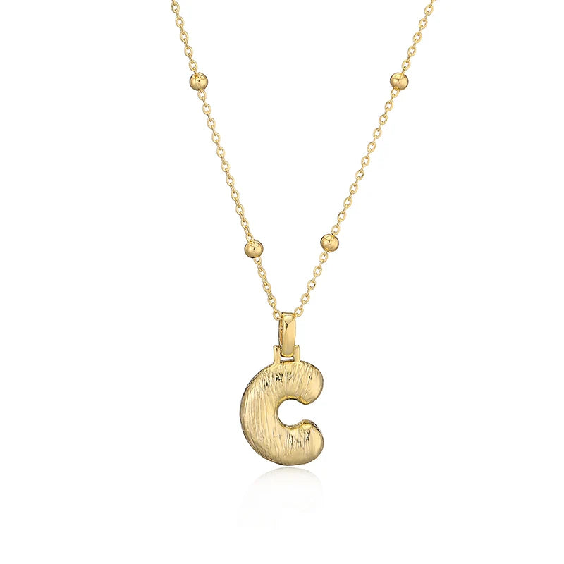 Women Stainless Steel Link Alphabet Letter Pendant Necklaces