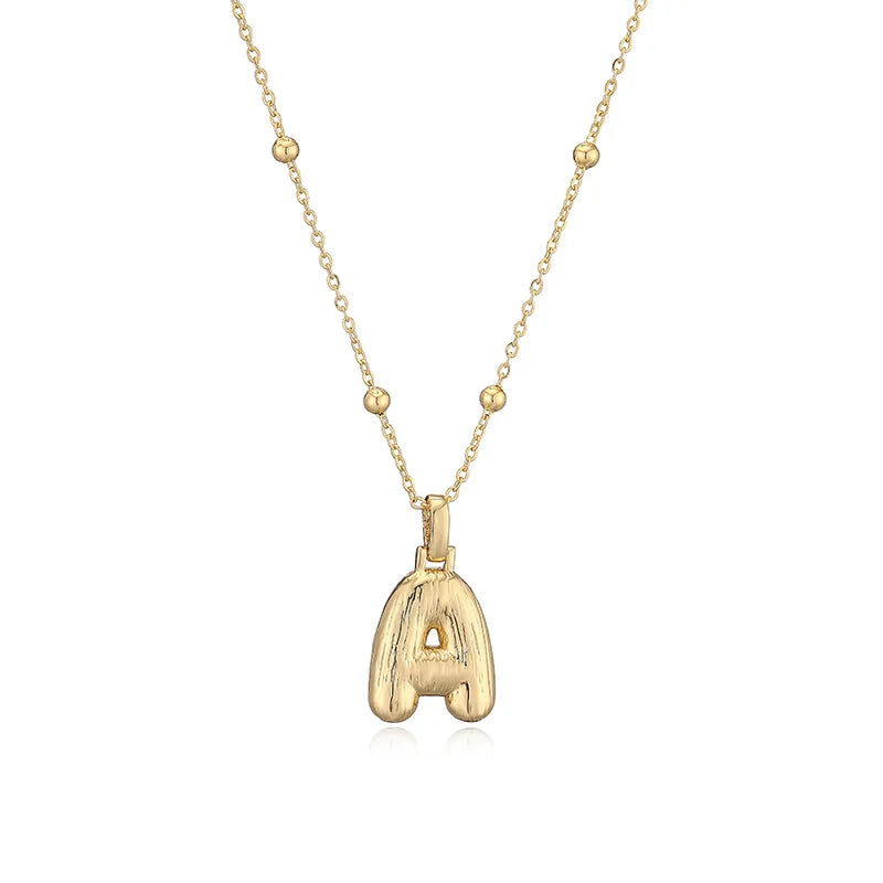 Women Stainless Steel Link Alphabet Letter Pendant Necklaces