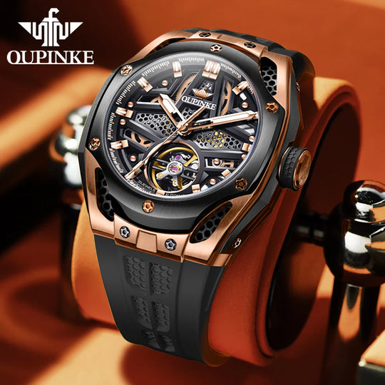 OUPINKE 9003 Men's Watches Luxury Tourbillon Automatic Mechanical Wristwatch Silicone Sapphire Waterproof Luminous Trend Watches-Deals With JT