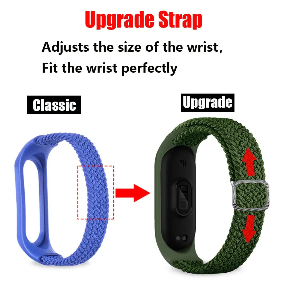 strap for Mi band 6 7 Elastic adjustable Nylon Braided bracelet Miband 6 7 5 4 Wristband correa for xiaomi band 6 7 4 3 5 Straps