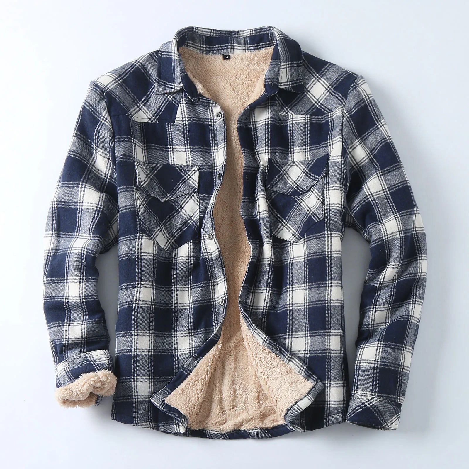 Men’s Plaid Fleece Shirt Jacket – Long Sleeve-Deals With JT