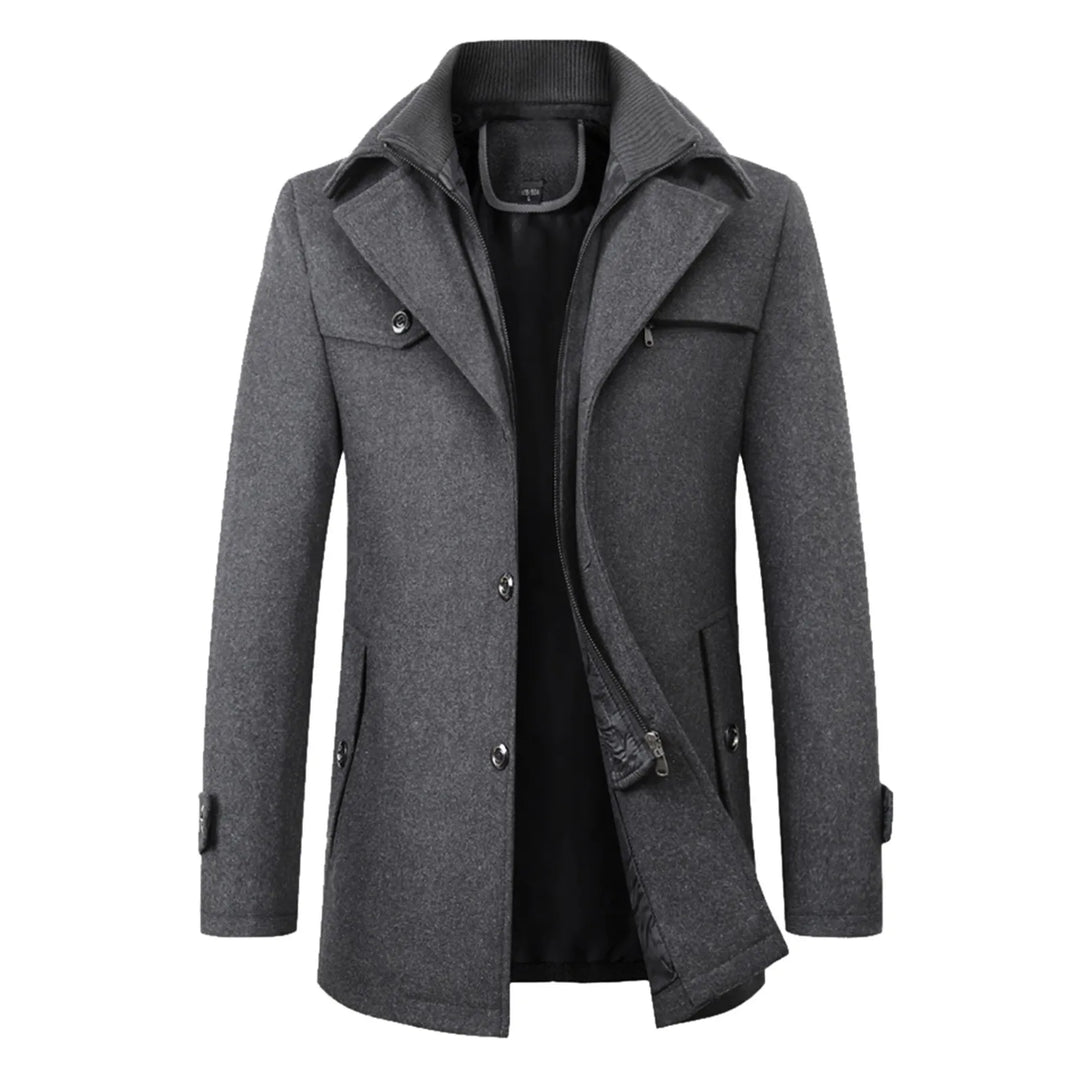 Men's Brown Autumn And Winter Casual Fashion Coat Solid Color Non Ironing Wool Business Gentleman Lapel Jacket With Zipper-Deals With JT