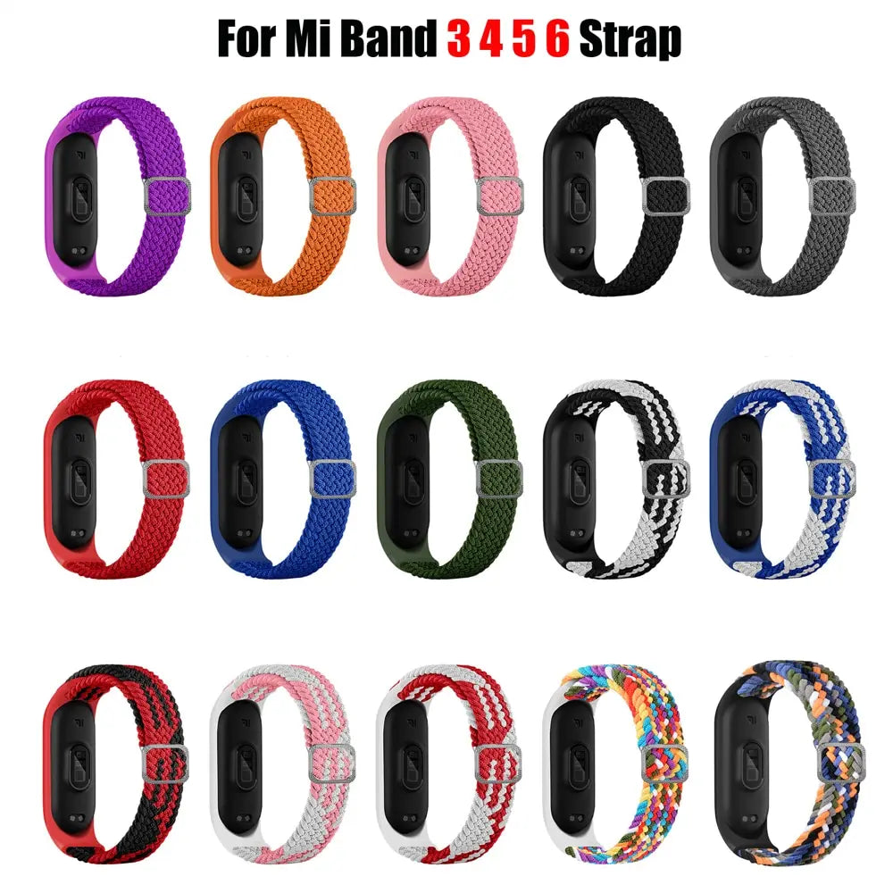 strap for Mi band 6 7 Elastic adjustable Nylon Braided bracelet Miband 6 7 5 4 Wristband correa for xiaomi band 6 7 4 3 5 Straps