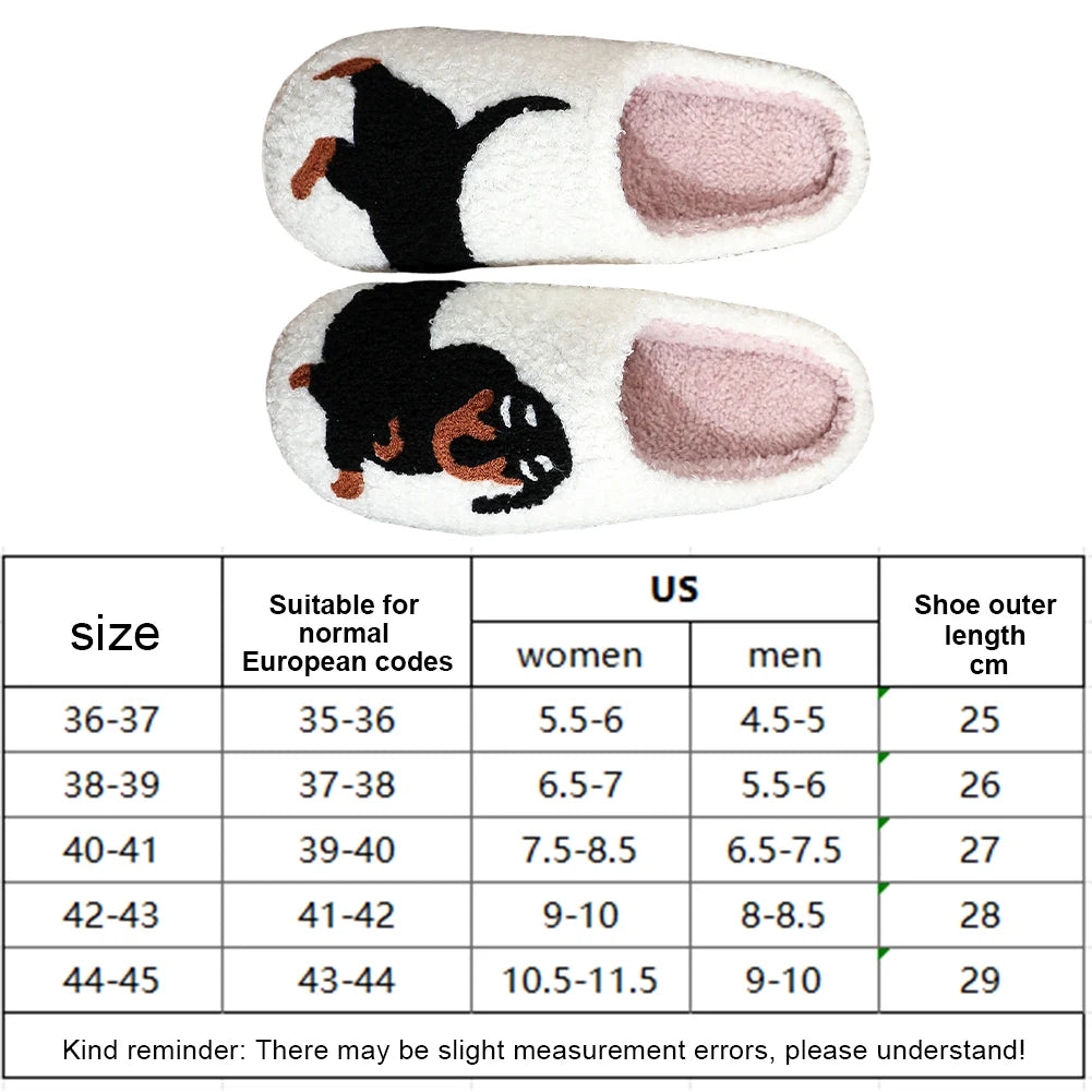 Cute Dog Cotton Slippers for Woman Men 2024 New Autumn Winter Home Floor Shoes Anti-slip Light Weight Couples Indoor Warm Slides-Deals With JT