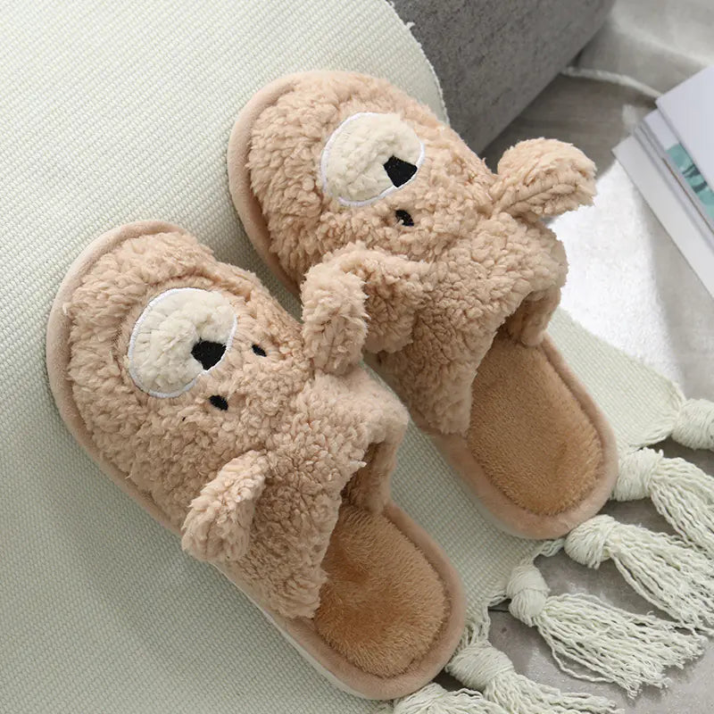 Cute Bear Winter Plush Slippers for Home Warmth-Deals With JT