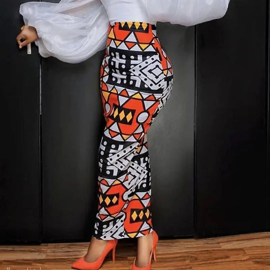 High Waist Large Size Slim Geometric Print Skirt-Deals With JT