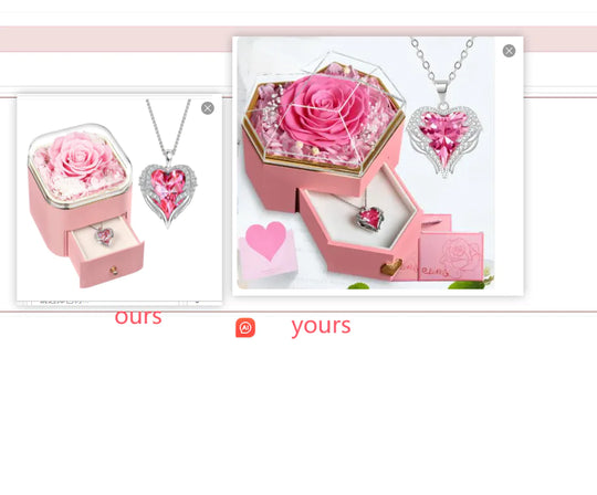 Heart Love Necklace with Rose Jewelry Box