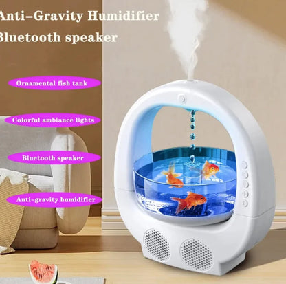 3-in-1 Anti-Gravity Humidifier with Aromatherapy, Bluetooth Speaker, and Fish Tank Light