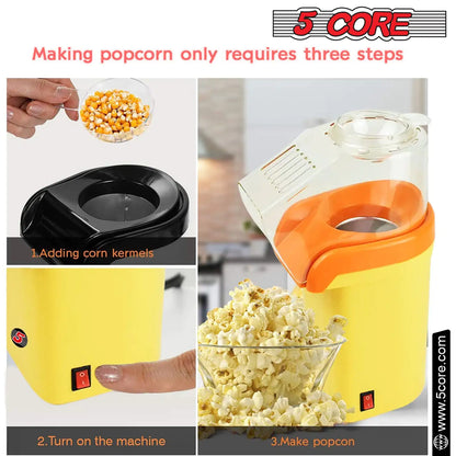 5Core Popcorn Machine 16 Cup Hot Air Popper Mini Portable Electric Pop Corn Maker